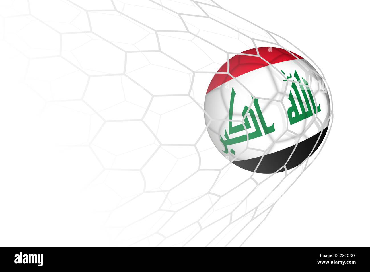 Iraq flag soccer ball in net. Vector sport illustration Stock Vector
