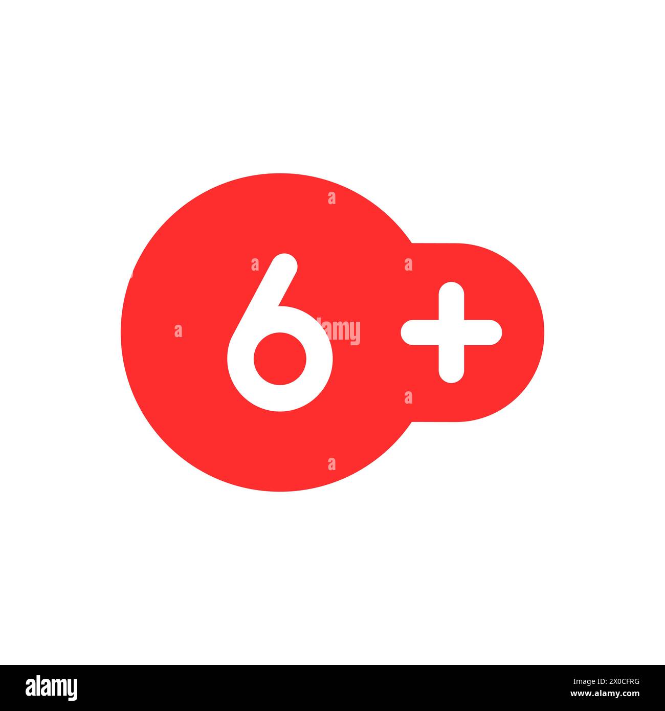 simple 6 plus red icon like age limit Stock Vector
