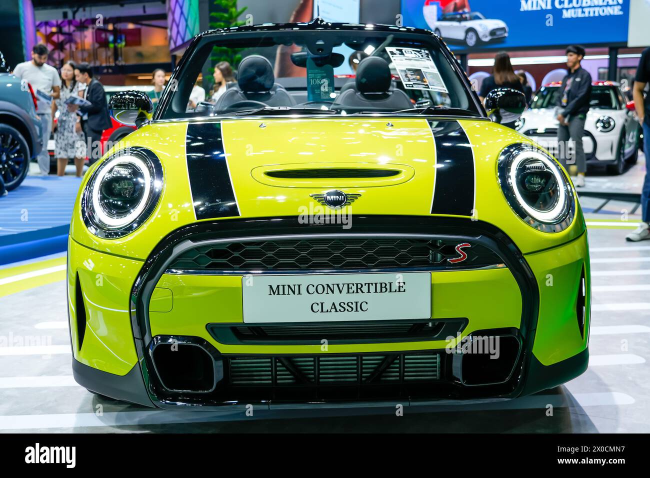 Light Green Mini Cooper Convertible Exhibition On The 45th Bangkok 