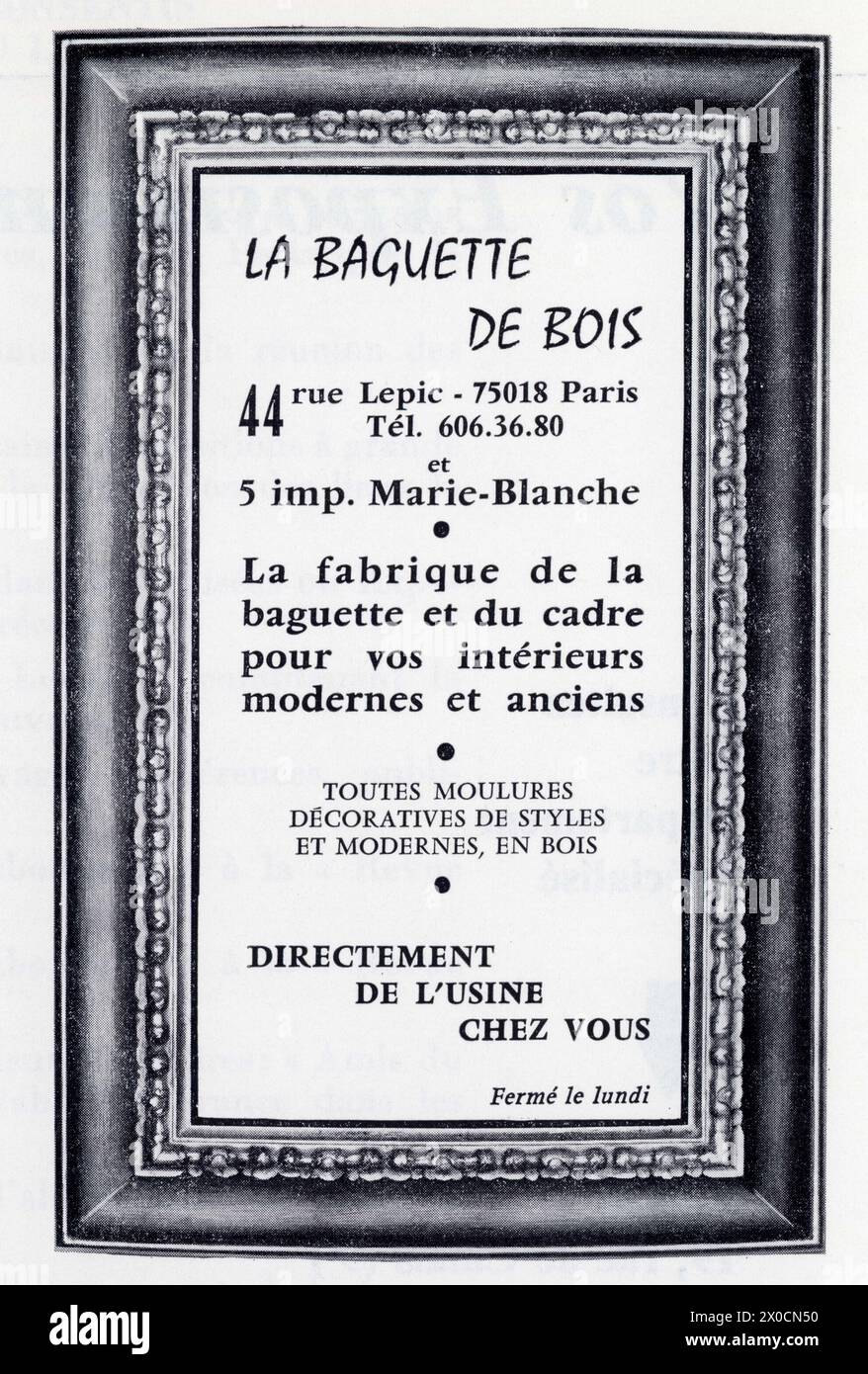 Publicité ancienne LA BAGUETTE DE BOIS Stock Photo