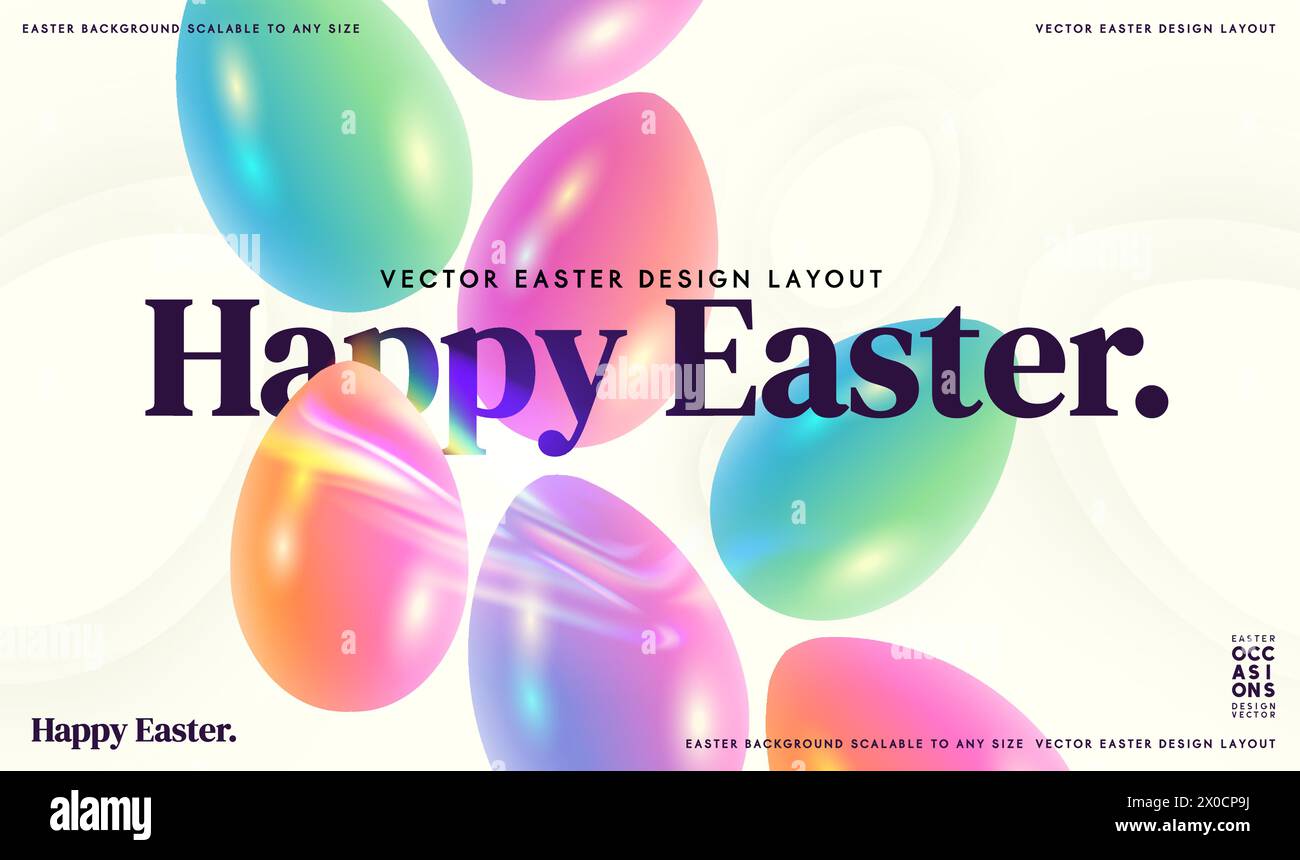 Easter creative abstract background with colourful eggs. Vector design layout. Stock Vector