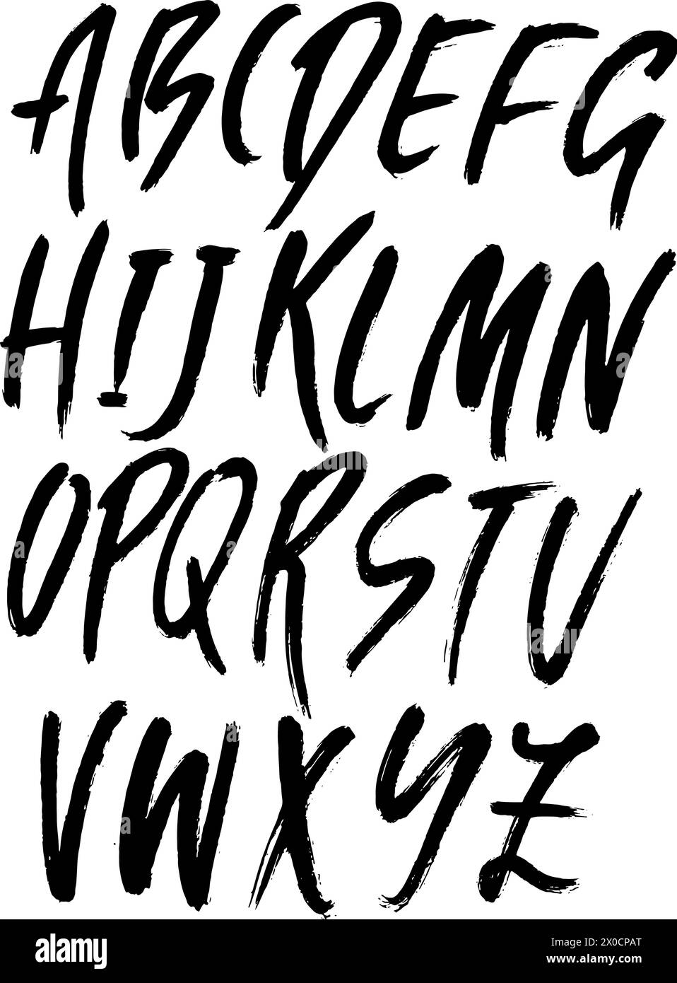 Hand Drawn Dry Brush Font. Modern Brush Lettering. Vector Stock Vector ...