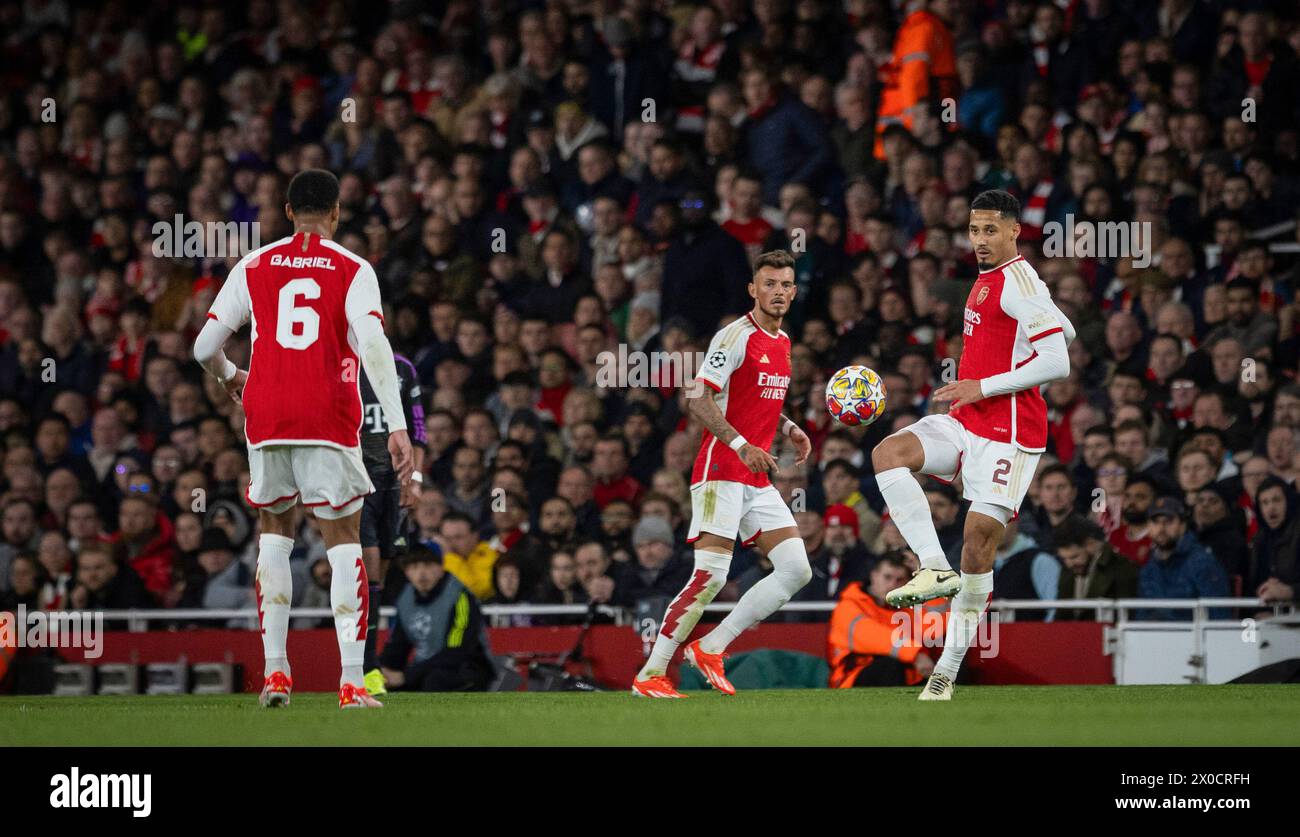 London, England. 09th Apr 2024.  William Saliba (Arsenal) Arsenal London - Bayern Munich Arsenal London - Bayern München 09.04.2024   Copyright (nur f Stock Photo
