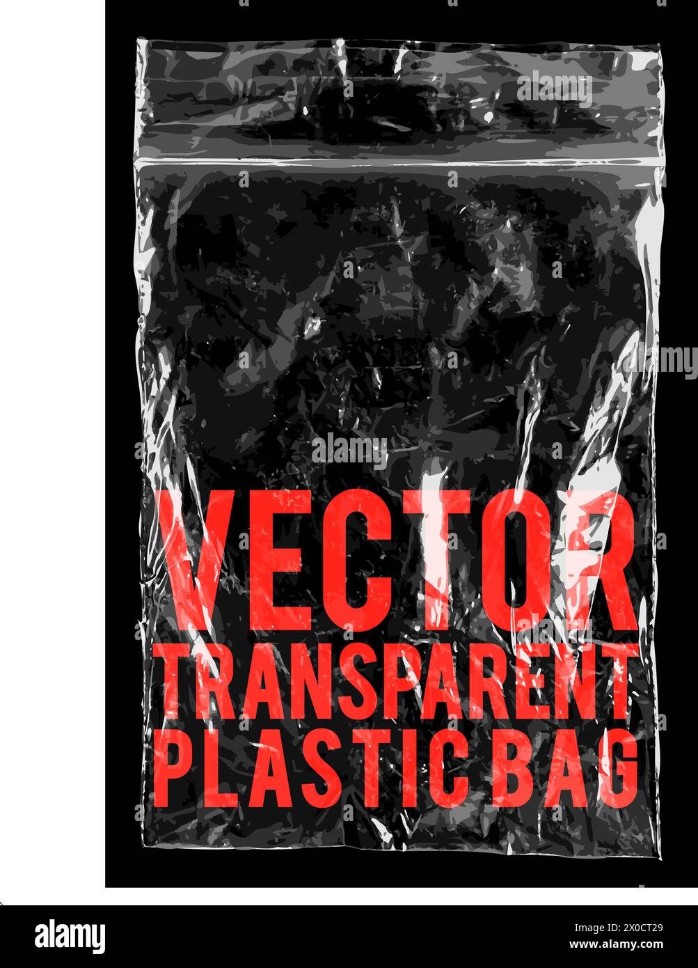 A clear transparent vector grip seal plastic bag. Vector illustration. Stock Vector