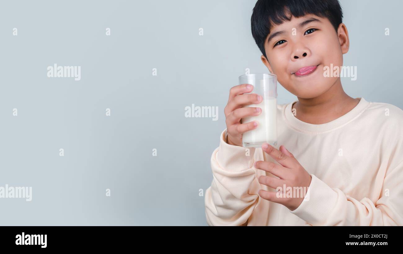 Concept of happy good nutrition, Portrait of a little young handsome