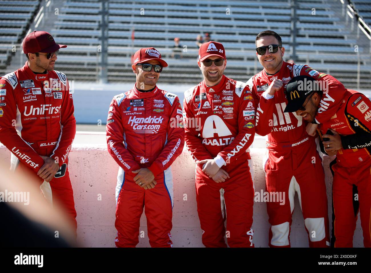 April 6, 2024, Martinsville, Va, USA: Hendrick Motorsports poses for a photo before practicing for the Cook Out 400 in Martinsville, VA, USA. (Credit Image: © Stephen A Arce Action Sports Pho/ASP) EDITORIAL USAGE ONLY! Not for Commercial USAGE! Stock Photo