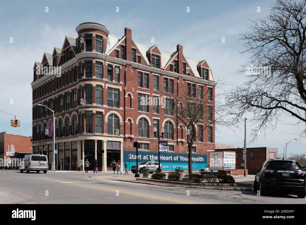 The Metropolitan Block, a historic building in downtown Lima Ohio USA Stock Photo