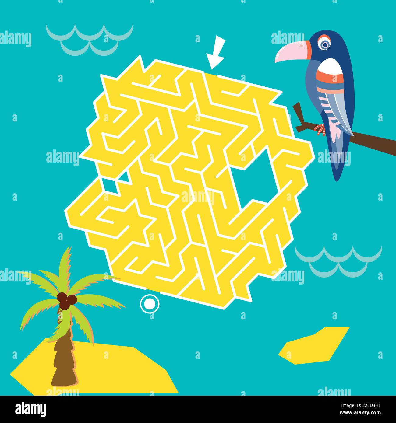 Maze game Labyrinth Pirate vector illustration. Colorful puzzle for ...