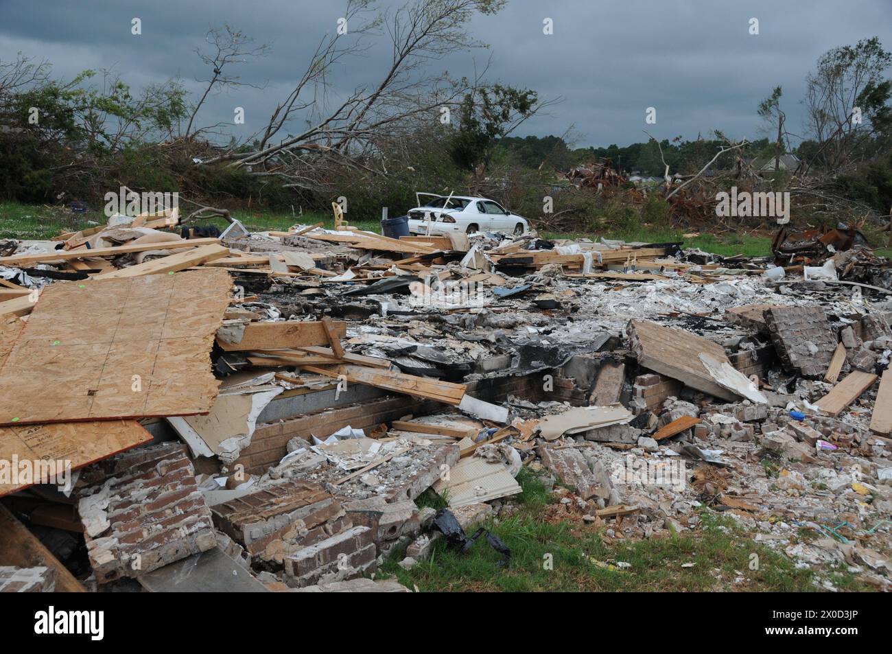 House Destroyed by Tornado, Alabama Stock Photo
