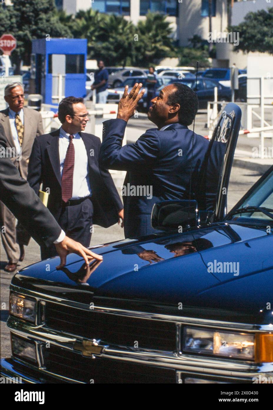 O.J. Simpson arrives the Santa Monica, California Courthouse  on September 20, 1996. Simpson arrived for his first day in court for the wrongful death Stock Photo