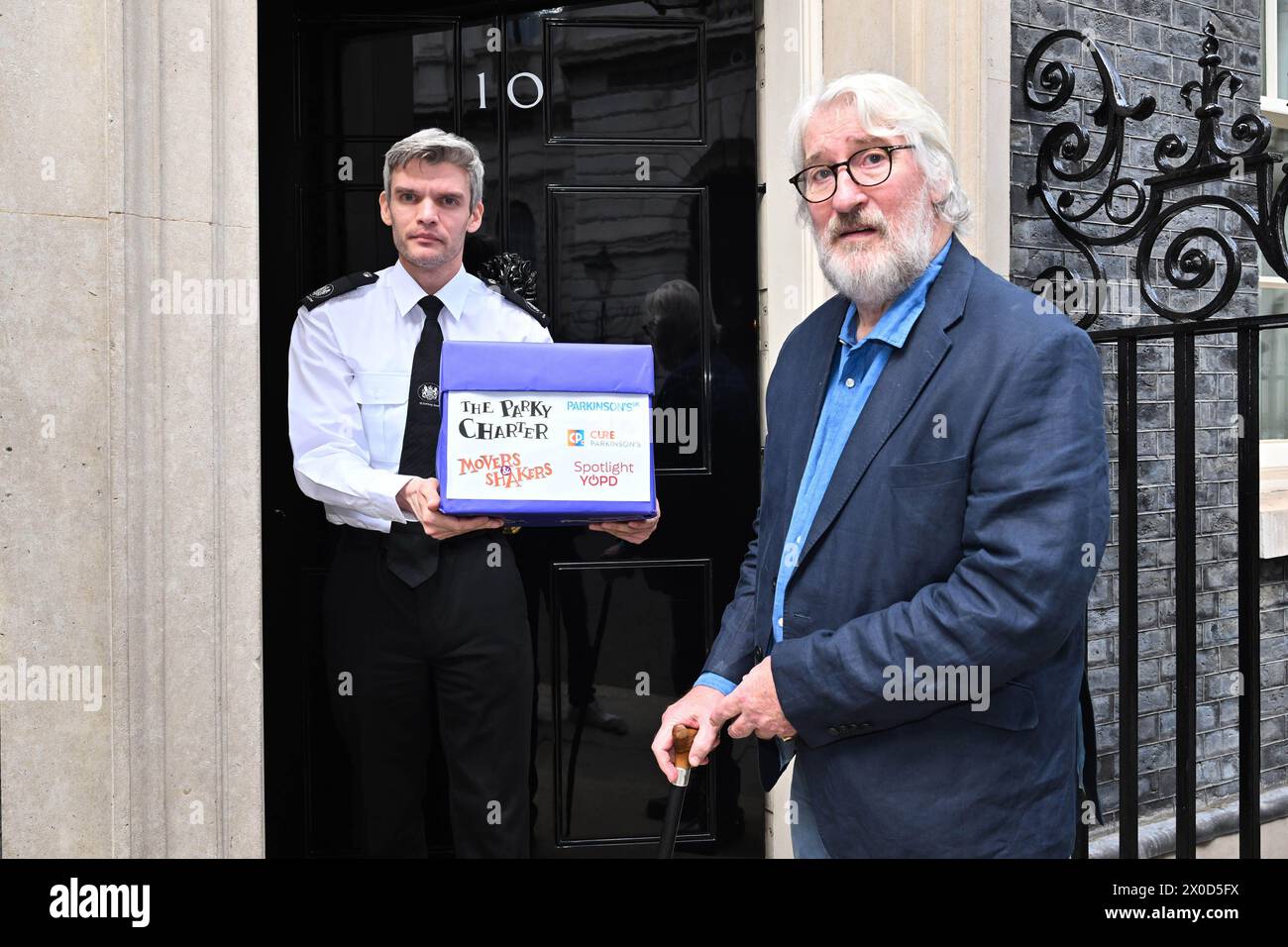 EDITORIAL USE ONLY Cohost of The Movers and Shakers podcast Jeremy Paxman marks World Parkinson