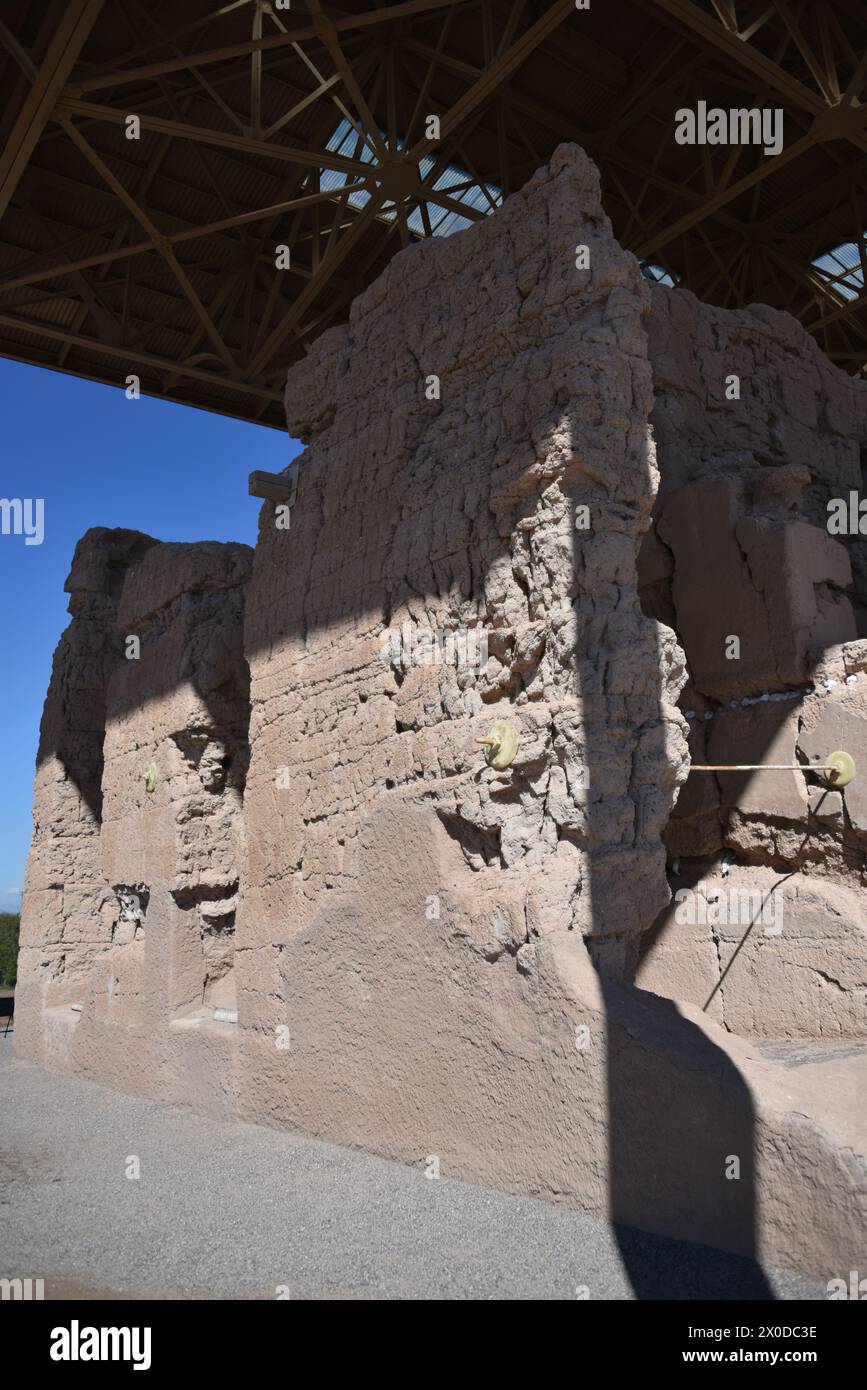 Coolidge, AZ., U.S.A., 3/16/2024. Casa Grande Ruins National Monument in 1918.  Mystery surrounds this unique circa 1350 A.D. 4-story “caliche” Stock Photo