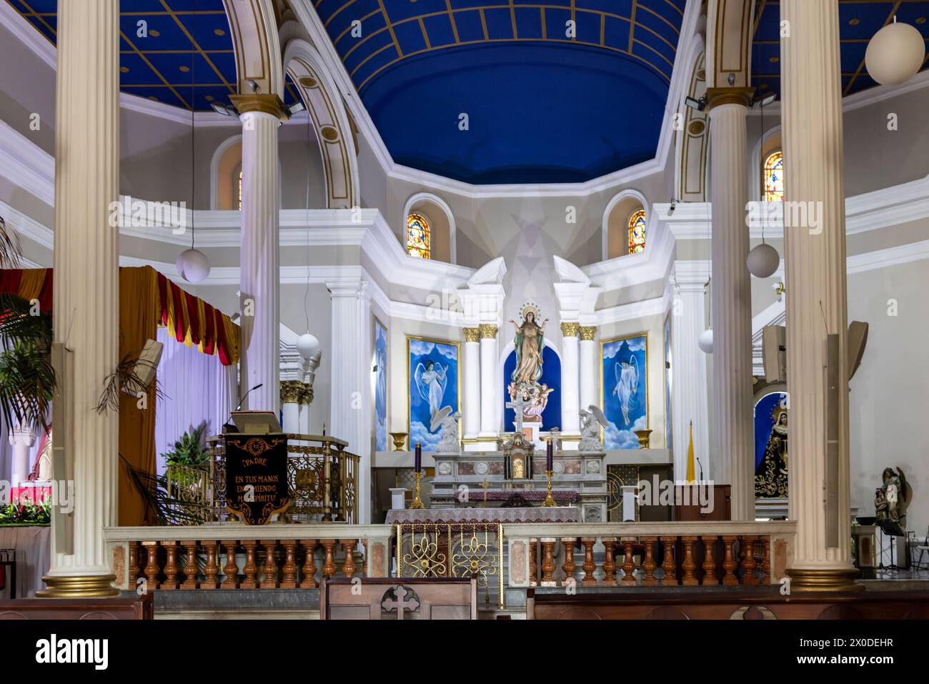 Interior of Our lady of Soltitude catholic church in baroque style the center of San Jose in Costa Rica Stock Photo