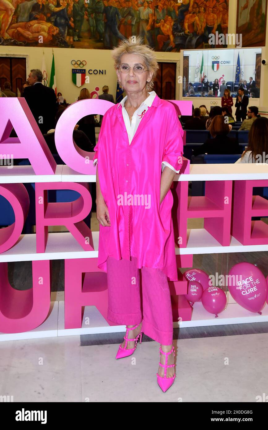Rome, Italy. 11th Apr, 2024. Rome: Coni Hall of Honour. Race for the cure 2024 presentation. In the photo: Concita De Gregorio Credit: Independent Photo Agency/Alamy Live News Stock Photo