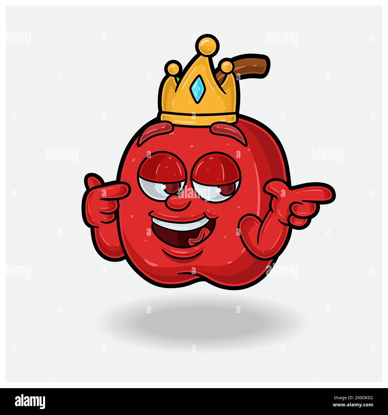 Smug expression with Apple Fruit Crown Mascot Character Cartoon. Vector Illustrations Stock Vector