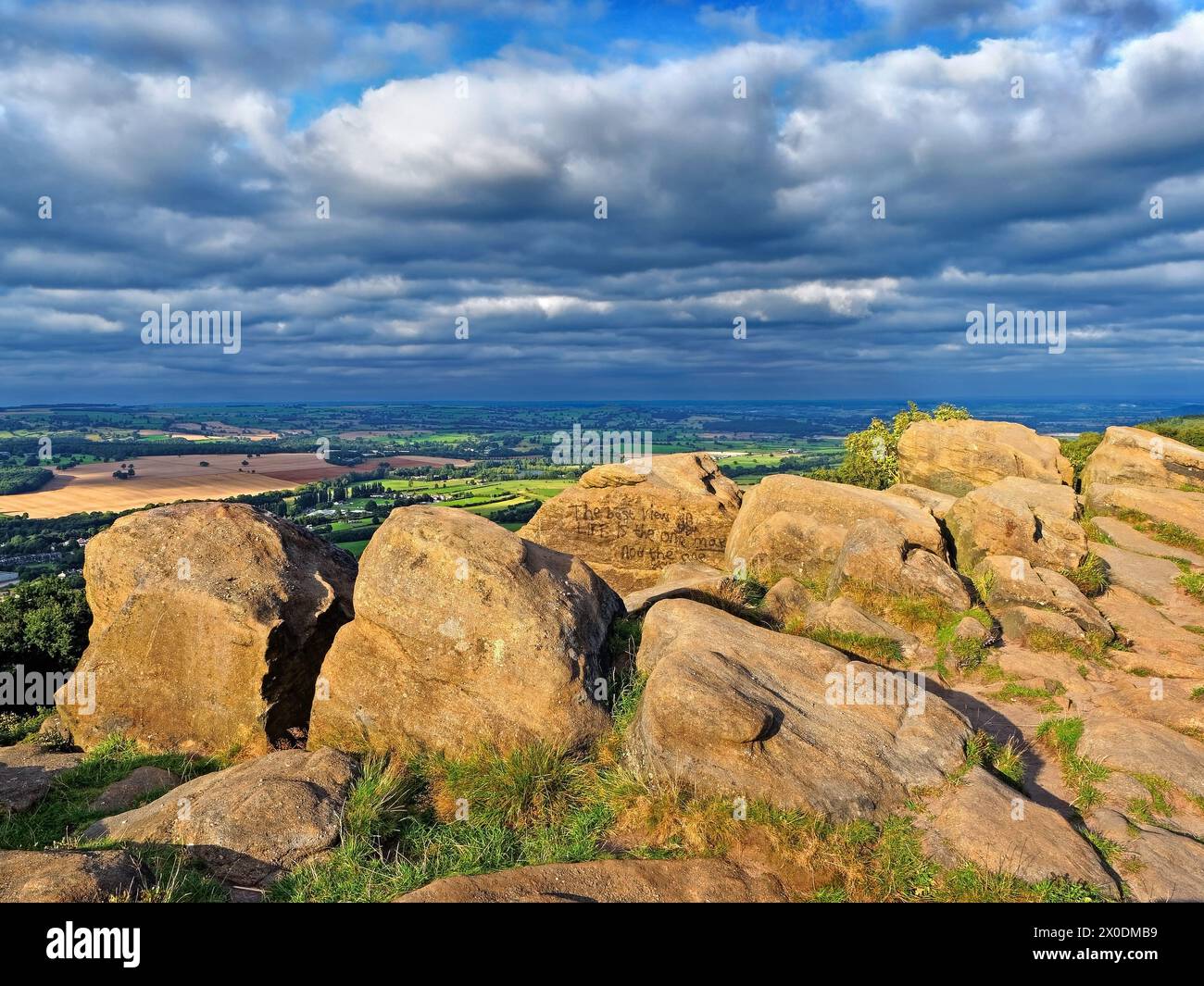 UK, West Yorkshire, Otley, Otley Chevin, Surprise View looking over Otley. Stock Photo
