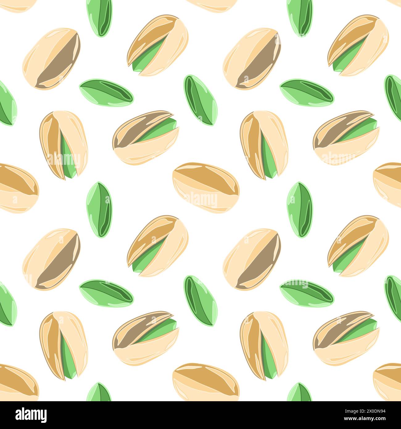 Seamless botanical pattern with pistachio nuts. Vector illustration Stock Vector
