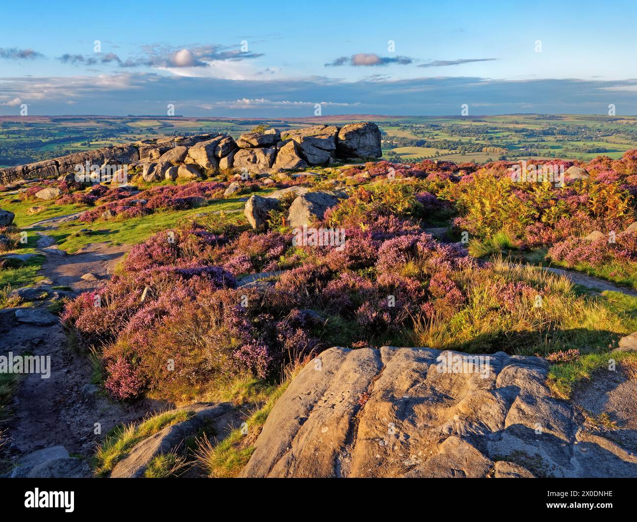 UK, West Yorkshire, Ilkley, Ilkley Moor Cow Rock Formation Stock Photo ...