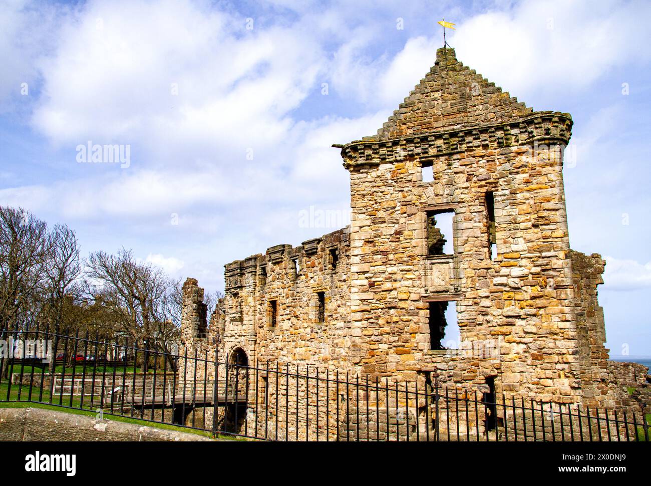 Views of the historic St Andrews 13th Century Castle in the spring