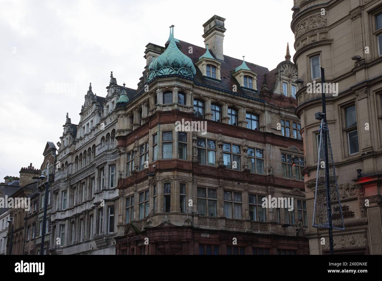 England, Liverpool - December 28, 2023: Magnificent house facades can be seen in Castle Street. Stock Photo