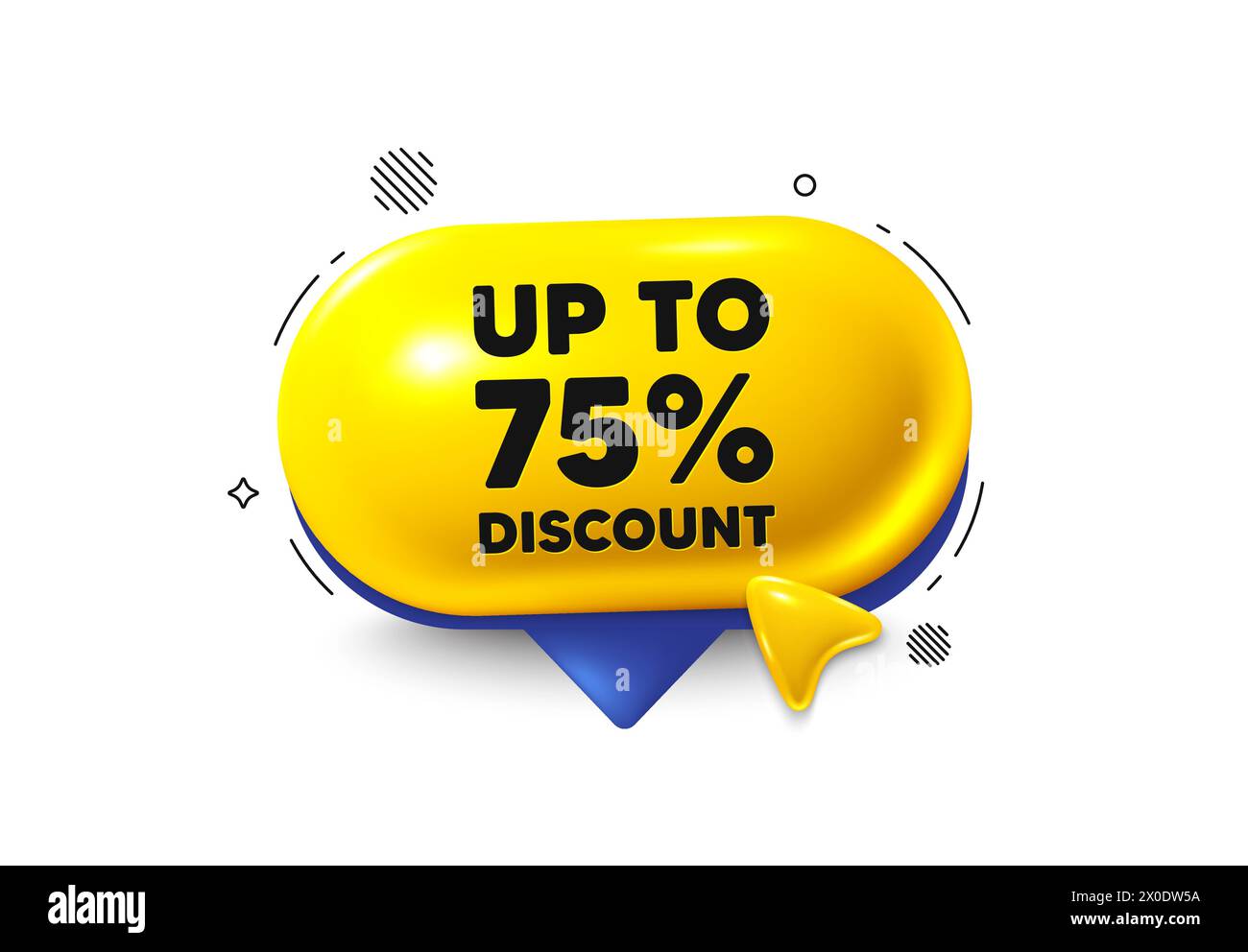 Up to 75 percent discount. Sale offer price sign. Offer speech bubble 3d icon. Vector Stock Vector