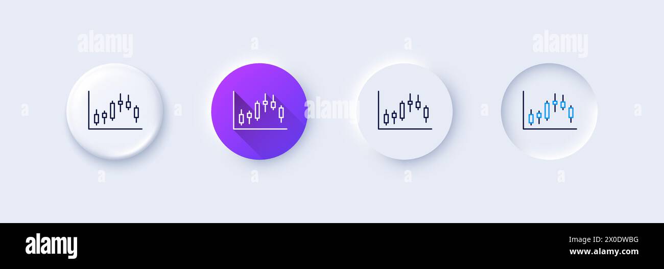 Candlestick chart line icon. Financial graph. Line icons. Vector Stock Vector