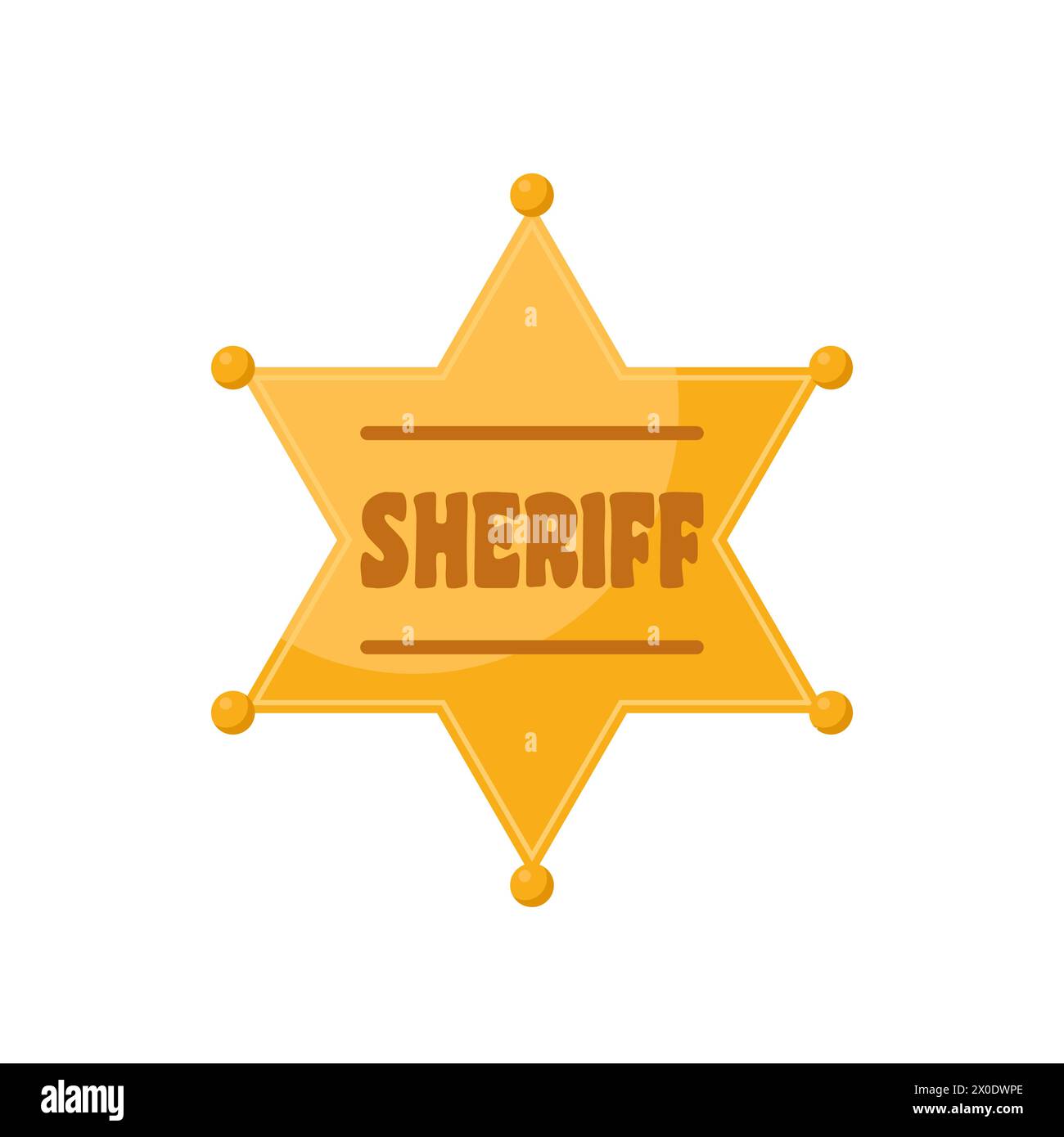 Golden sheriff star badge. Vector illustration isolated on white Stock ...