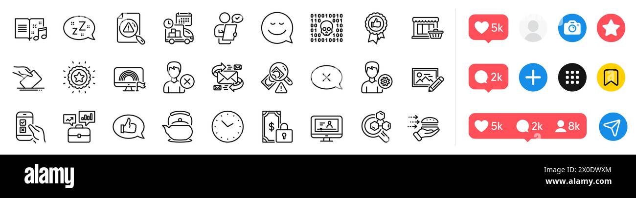 Support, Teapot and Marketplace line icons pack. For web app. Social media icons. Vector Stock Vector