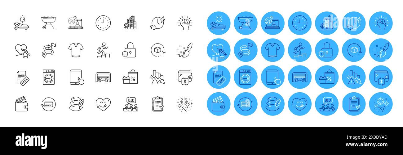 Fireworks, Journey and Laundry line icons pack. For web app. Color icon ...