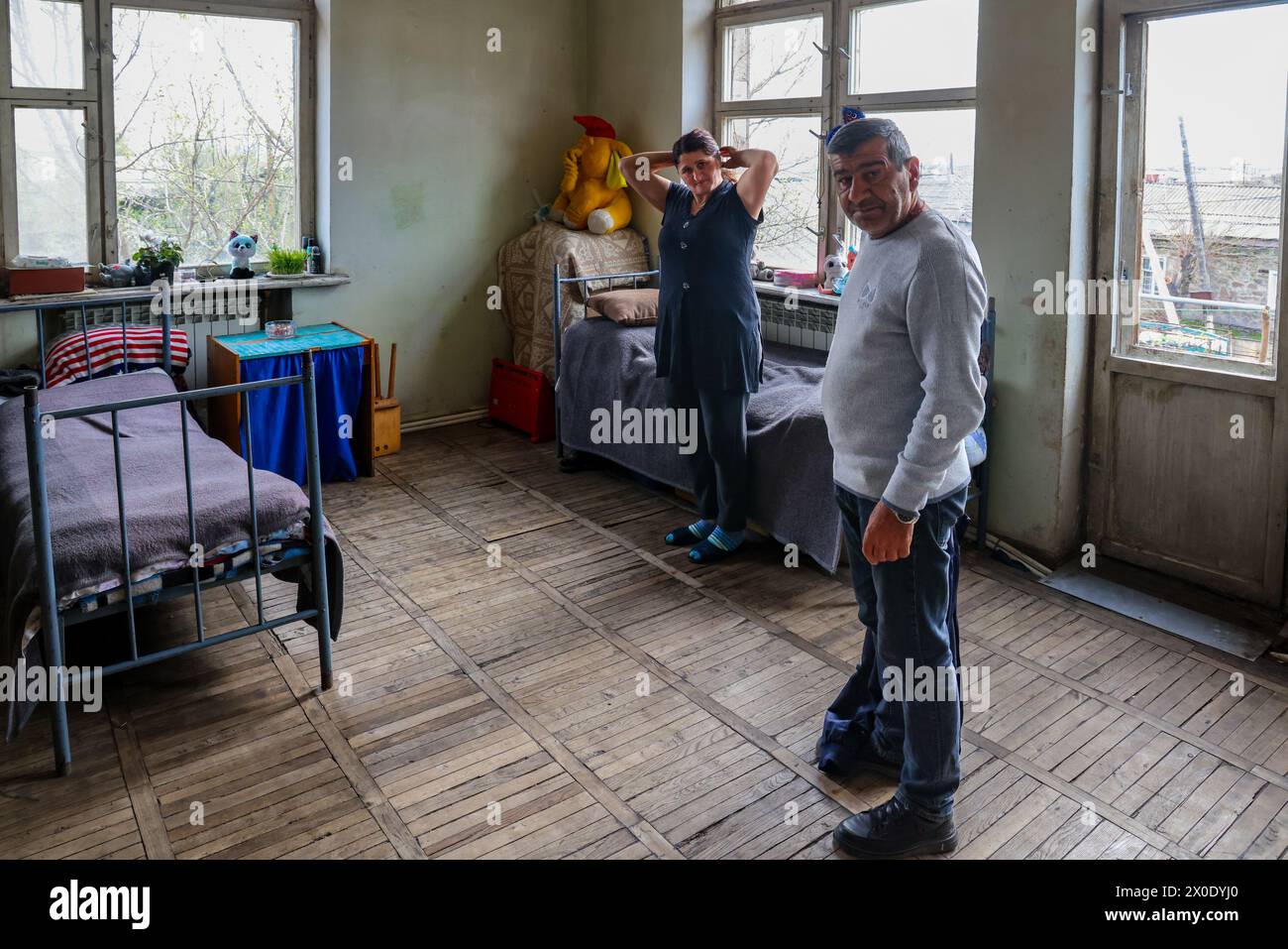 Erevan, Armenia. 09th Apr, 2024. Sylvain Rostaing/Le Pictorium - Martine Vassal at Nikol Pachinian's home - 09/04/2024 - Armenia/Provence-Alpes-Cote d'Azur/Erevan - refugees from Nagorno-Karabakh are housed in schools like this one in Masis near Yerevan Credit: LE PICTORIUM/Alamy Live News Stock Photo
