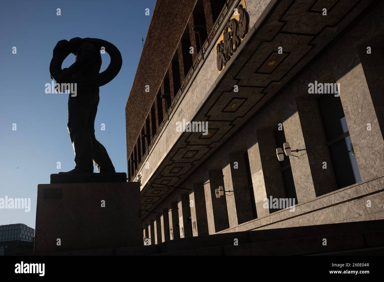 Statues at Rådhusplassen, Oslo, Norway. Rådhusplassen (