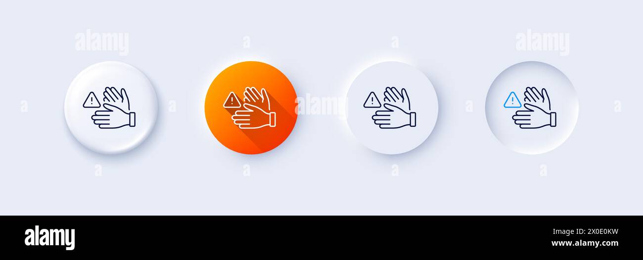 Dont touch line icon. Hands warning sign. Line icons. Vector Stock Vector