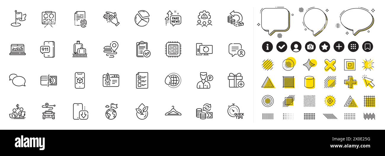 Set of Chat bubble, Engineering team and Cloakroom line icons for web ...