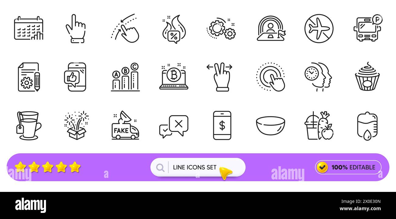 Juice, Documentation and Flight mode line icons for web app. Pictogram ...