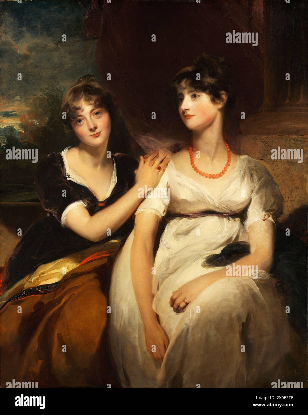 Portrait of Charlotte and Sarah Carteret-Hardy. Thomas Lawrence. 1801. Stock Photo
