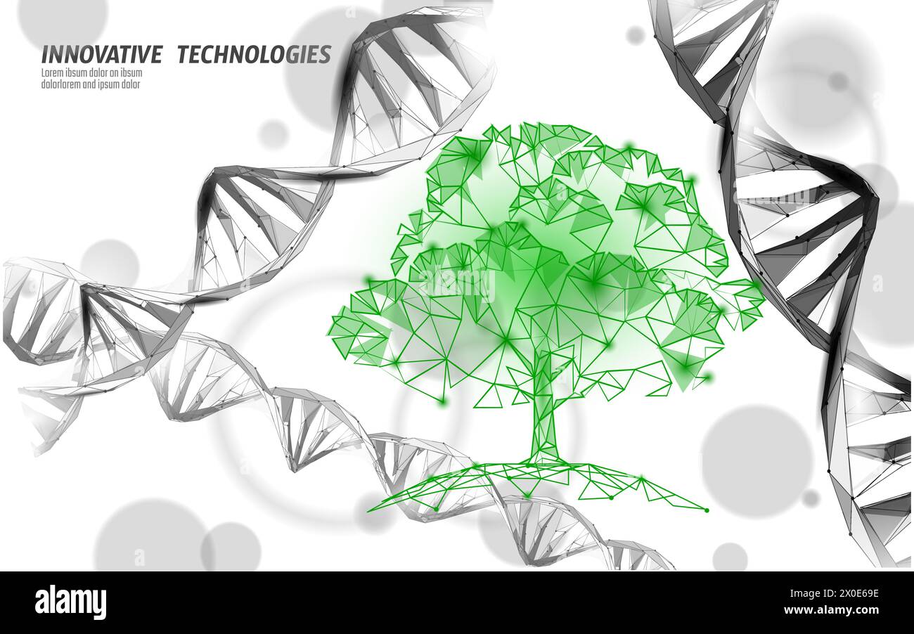 Plant leaf biotechnology abstract concept. 3D render seedling tree ...
