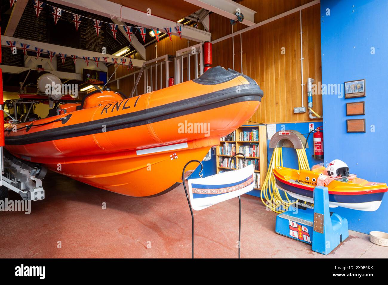 RNLI Staithes & Runswick Lifeboat Station, Staithes village, North Yorkshire, UK Stock Photo