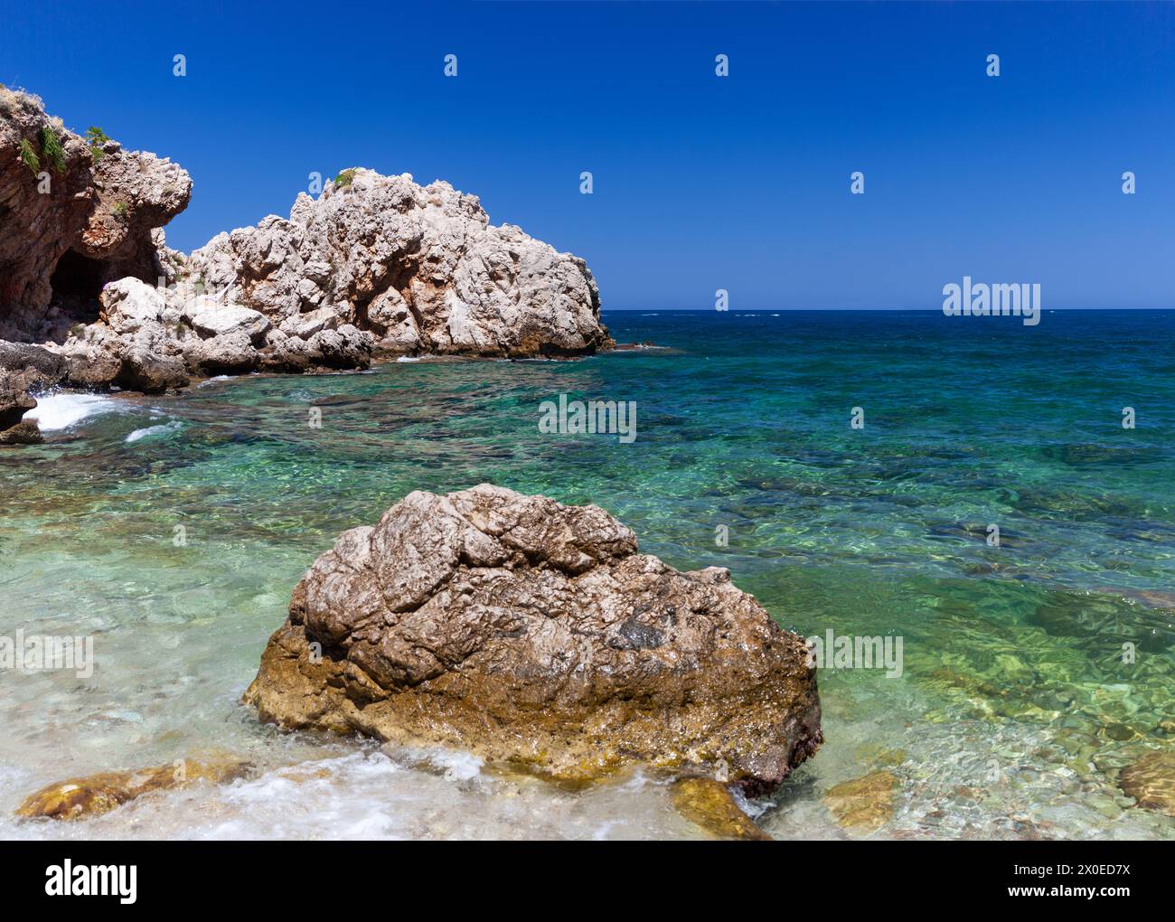 Seashore, Cala della Disa, Disa inlet, Natural Reserve of the Zingaro in the province of Trapani Stock Photo