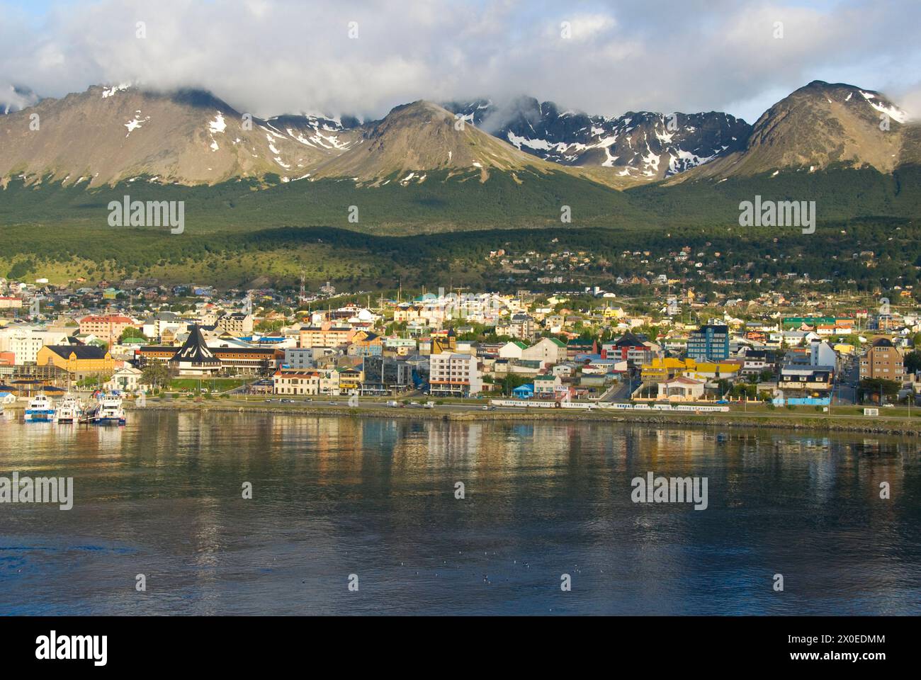port of Ushuaia, southernmost city in the world and capital of the Tierra Del Fuego, Antarctica and Southern Atlantic Islands Province of Argentina Stock Photo