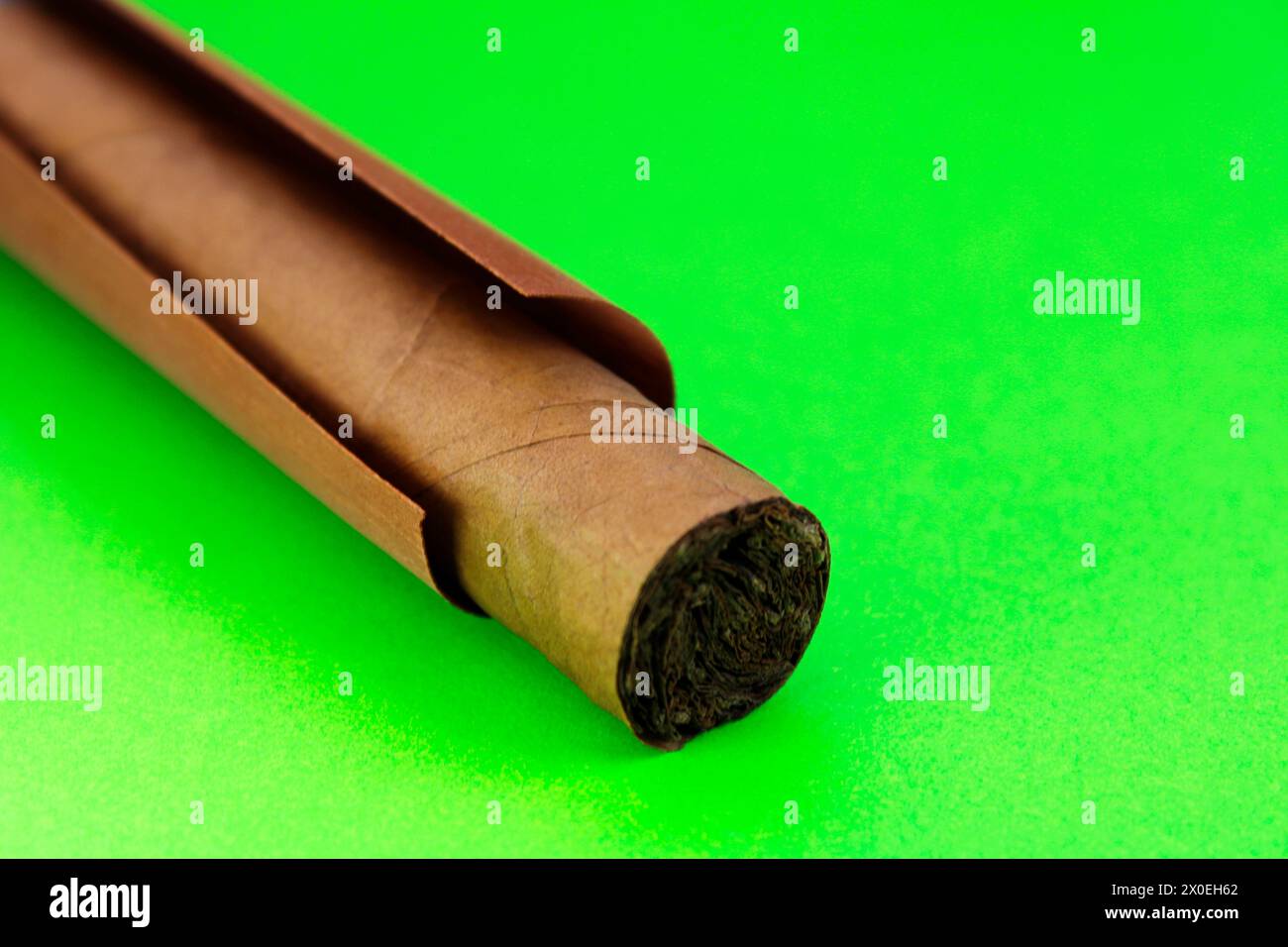 Handmade tobacco inside cedar sheet Stock Photo