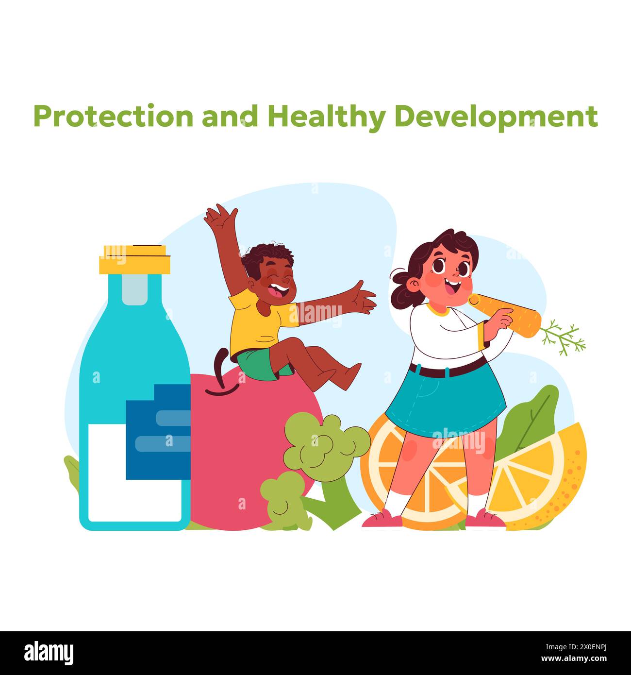 Child rights concept. Cheerful children engaging in hydration and
