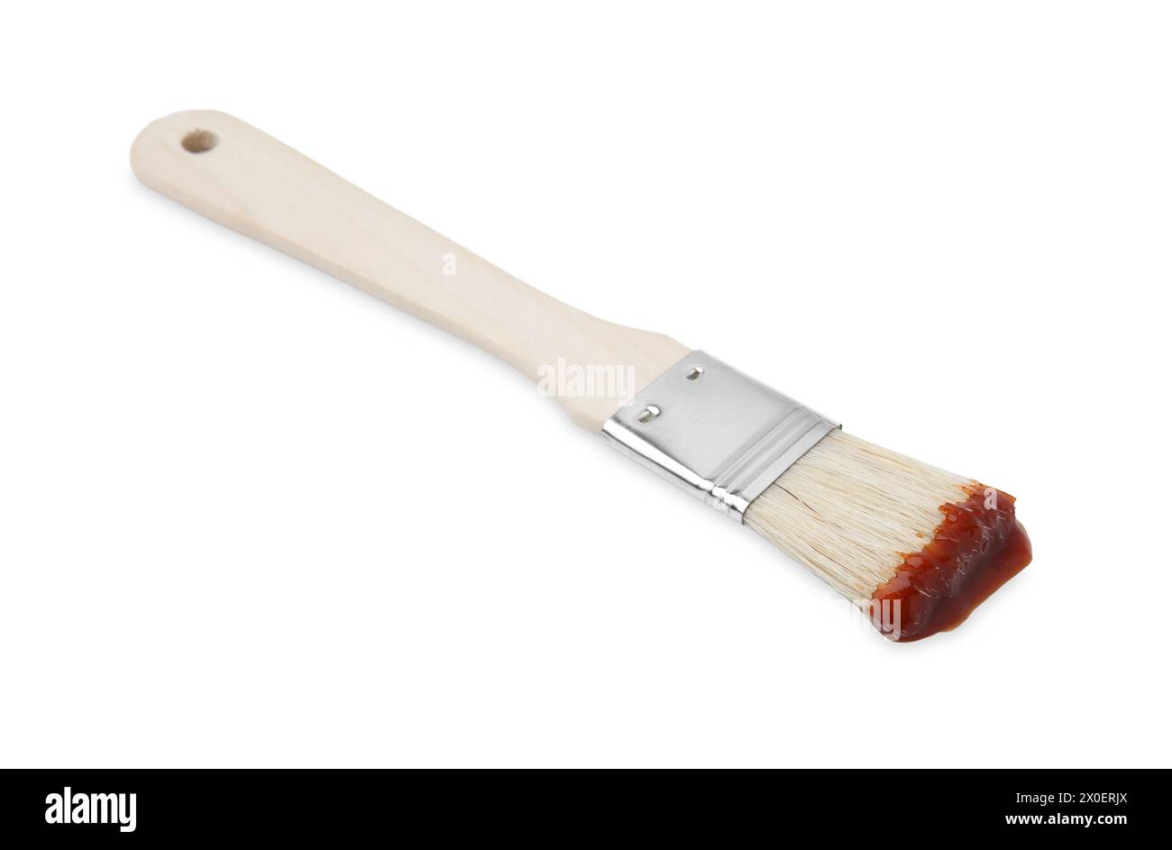 Marinade with basting brush isolated on white Stock Photo