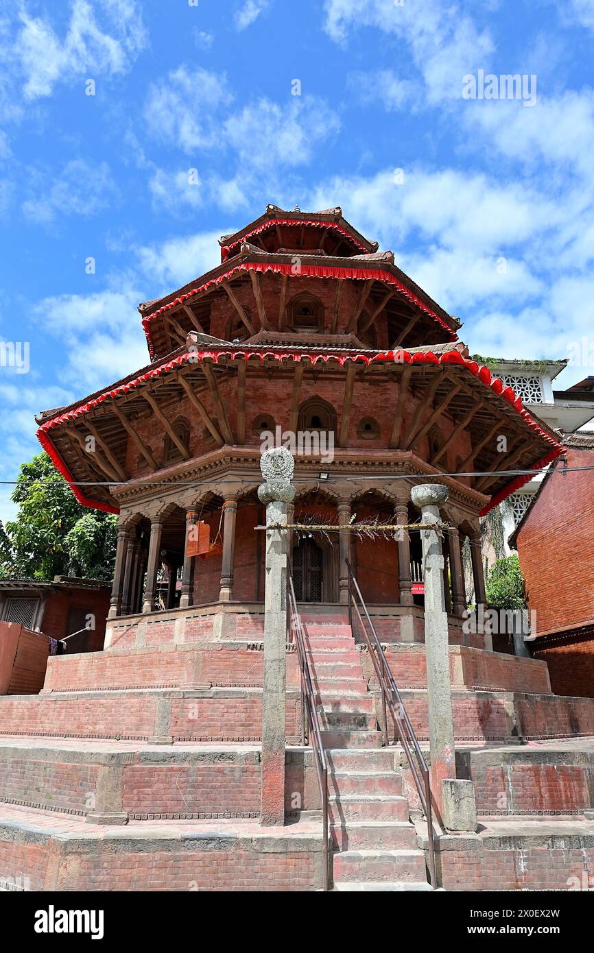 The Chyasin Dega, an octagonal shaped temple dedicated to Lord Krishna, built in 1649 by King Pratap Malla in memory of his two queens, Durbar Square Stock Photo