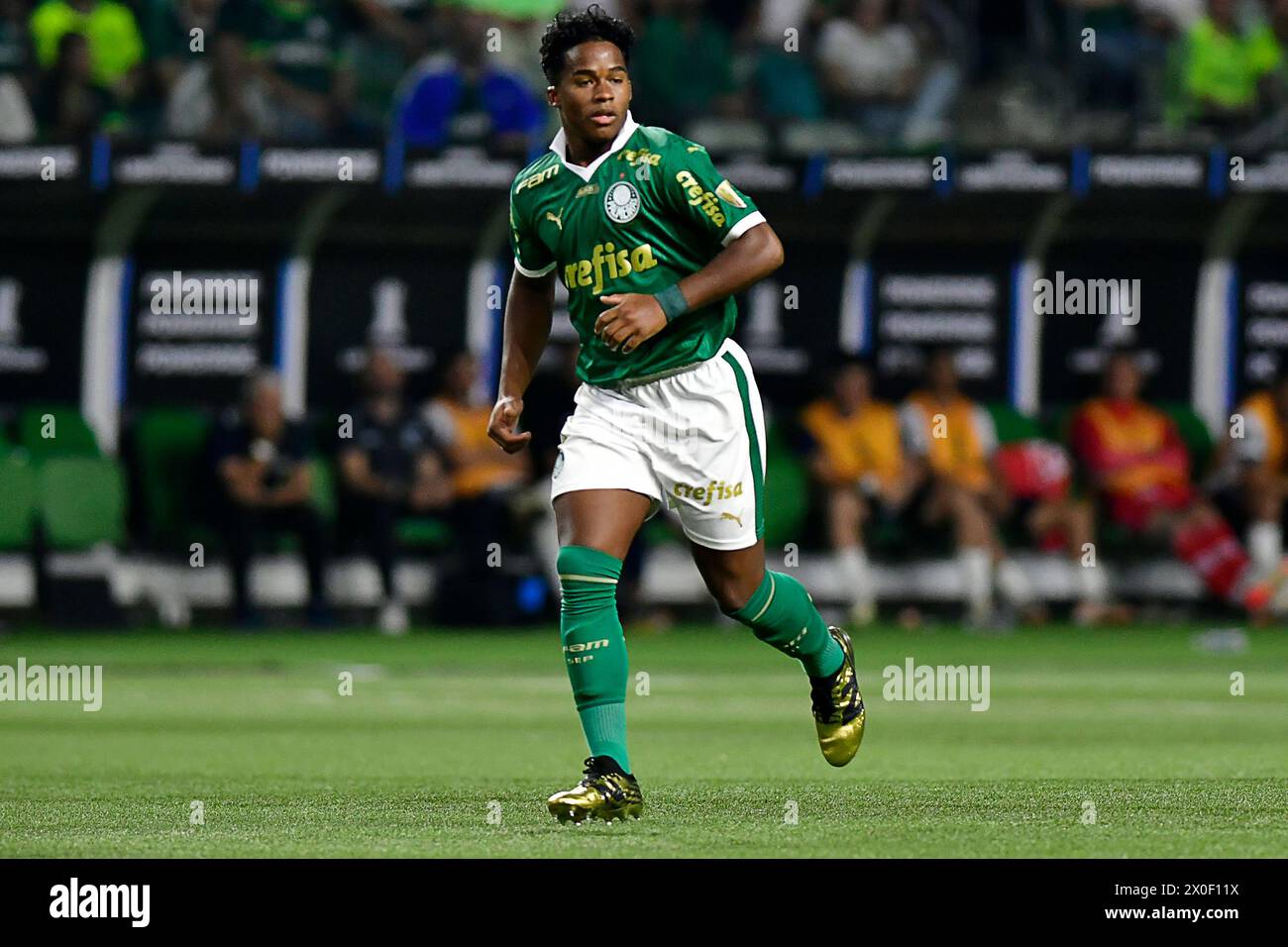 São Paulo (SP), 11/04/2024 - Futebol/PALMEIRAS-LIVERPOOL (URU) -   Endrick  from Palmeiras - Match between Palmeiras x Liverpool (URU), valid for the second round of the group stage, of the Libertadores de América, held at the Allianz Parque Arena, east of São Paulo, on the evening of this Thuesday, 11th. (Photo: Eduardo Carmim/Alamy Live News) Stock Photo