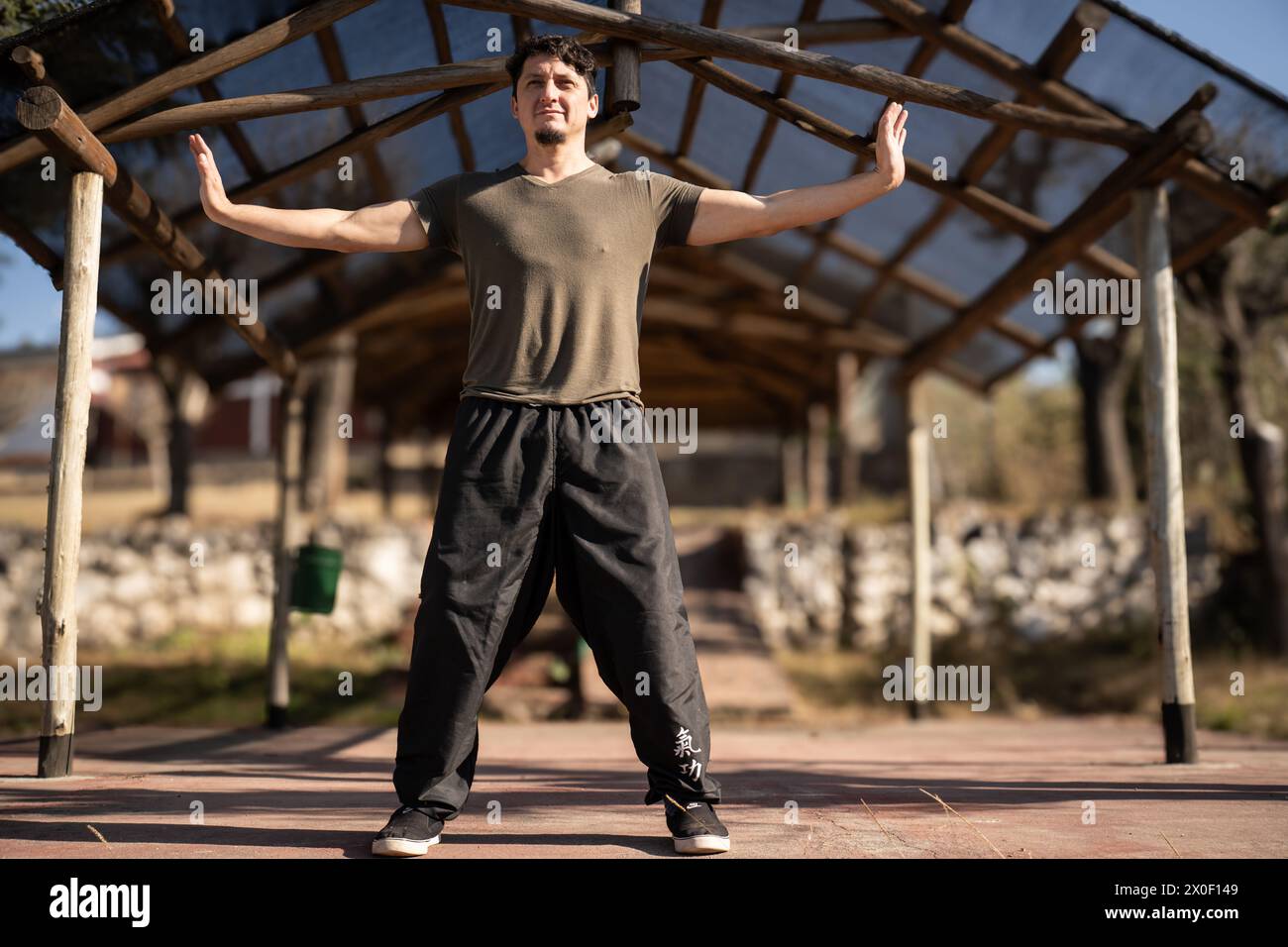 A man practices Yi Jin Jing, a Buddhist Chinese training method known ...