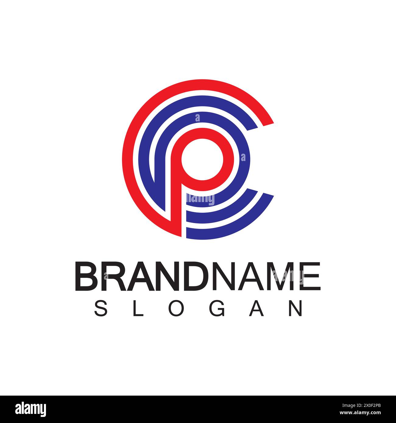 Initial lowercase letter logo cp,pc, p inside c, monogram rounded shape Stock Vector