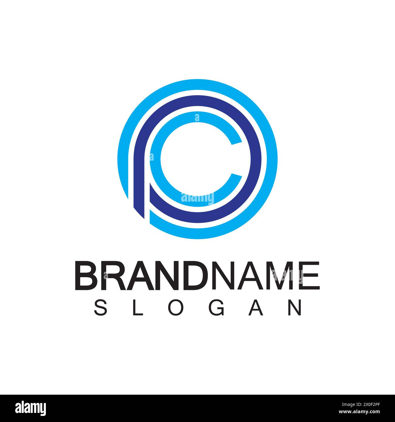 Initial lowercase letter logo cp,pc, p inside c, monogram rounded shape Stock Vector