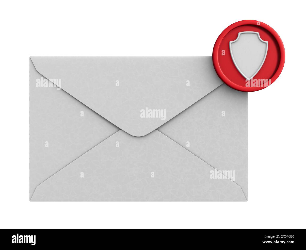 mail and shield on white background. Isolated 3D illustration Stock Photo