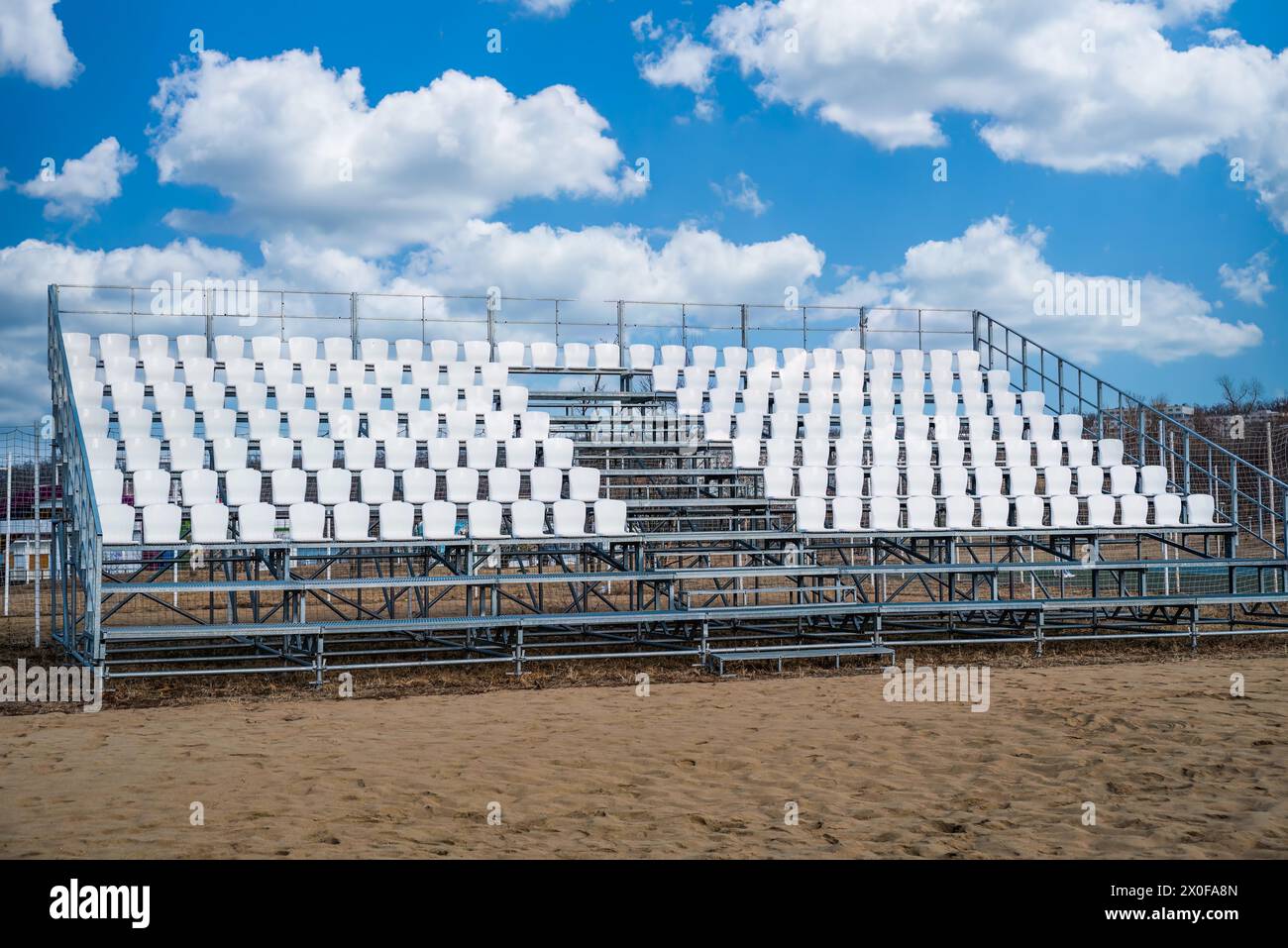 empty football tribune on the street Stock Photo