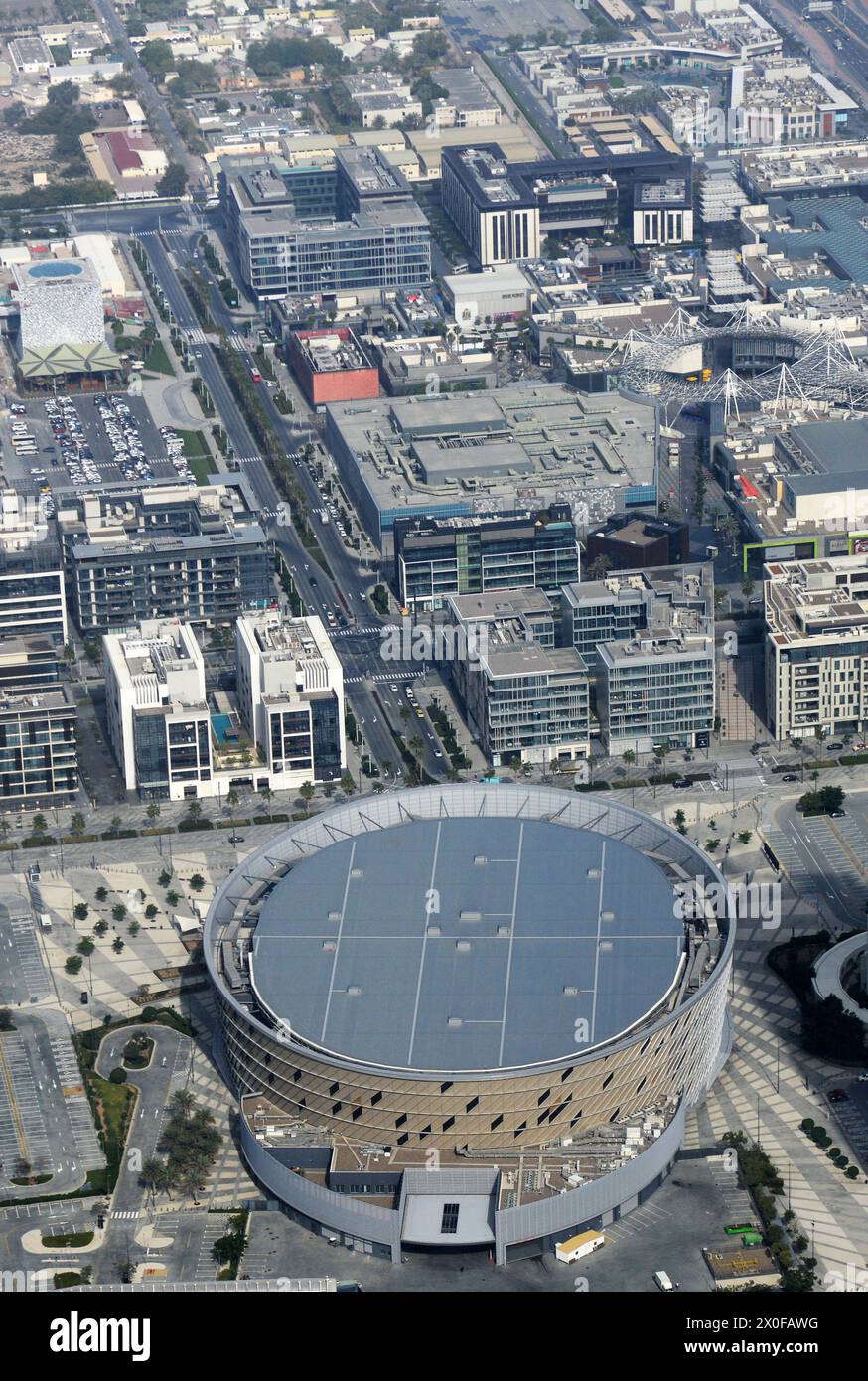 Aerial view of the Coca-Cola arena in Dubai, UAE Stock Photo - Alamy